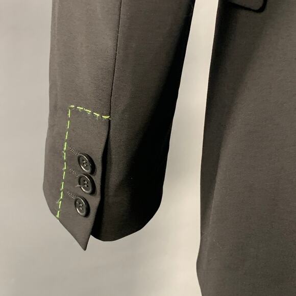 MSGM Size 34 Black Contrast Stitch Wool Blend Notch Lapel Sport Coat - Picture 5 of 10